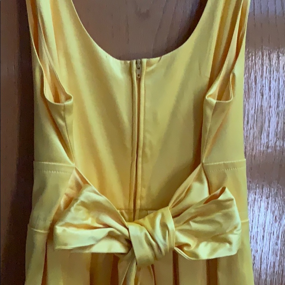Wishes Satin Dress Yellow Empire Pleated Skirt - Picture 4 of 6